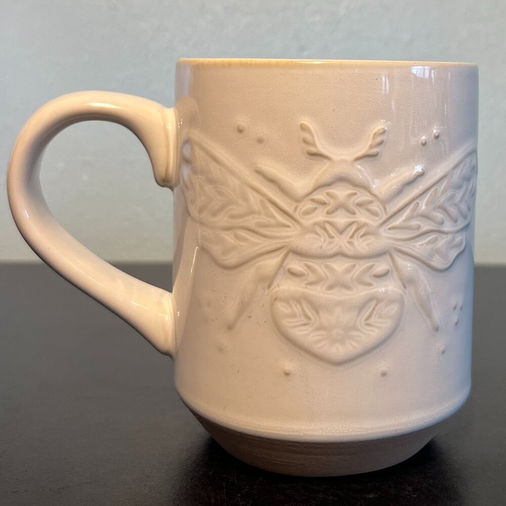 Fringe Studio Bumblebee Stoneware Mug Juliana Tipton Embossed Honey Bee Tan Cup